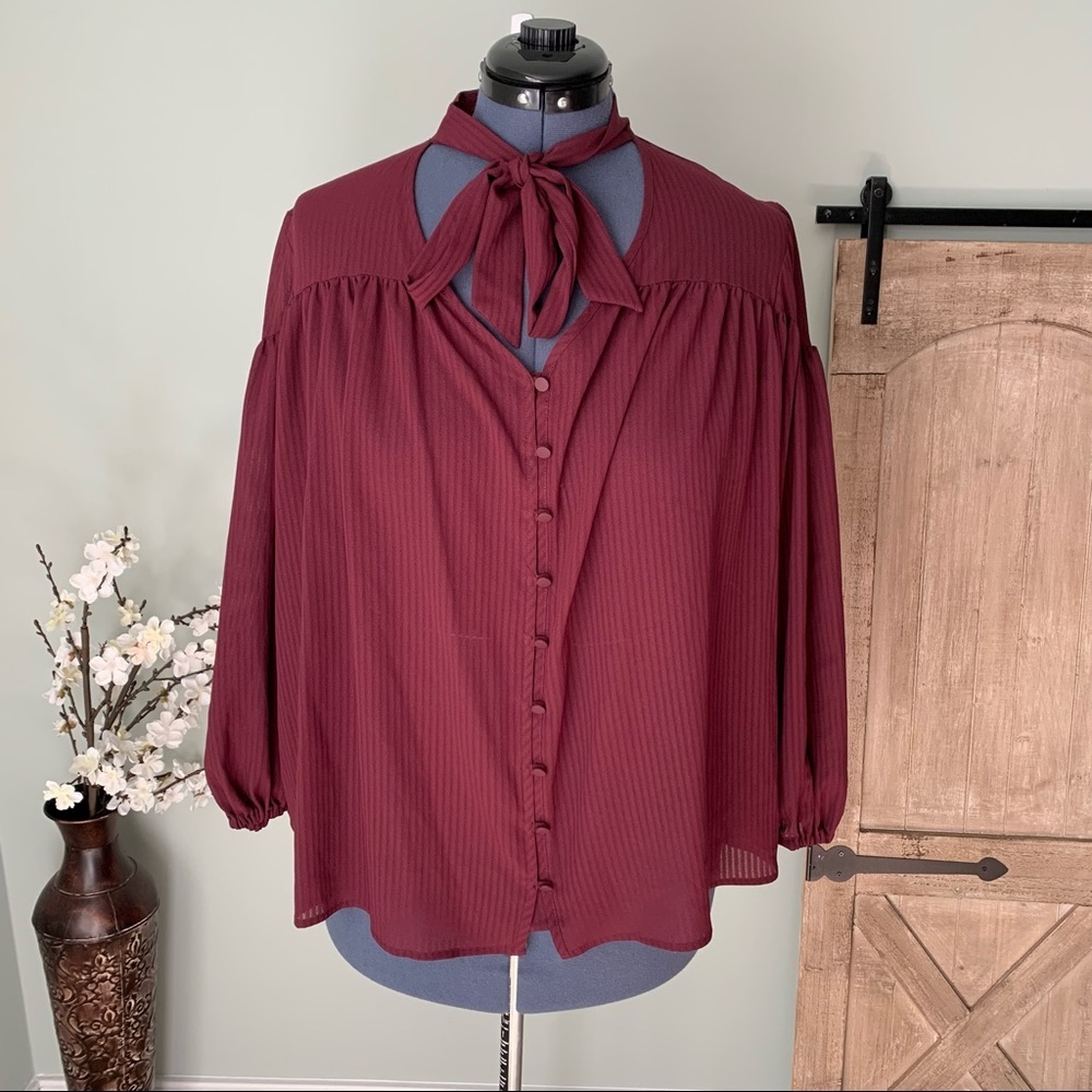 Time and Tru Tie Neck Blouse Size XXL - Picture 4 of 6